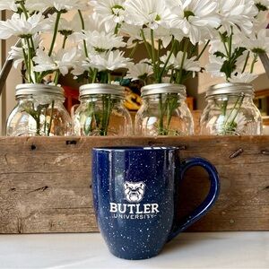 Butler University•Navy Speckled Stoneware Mug•Butler Blue/BU Laser Etched•16 oz